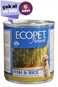 Ecopet Natural Balık ve Pirinçli Yetişkin Köpek Konservesi 6x300gr (6lı)