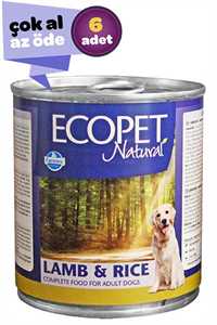 Ecopet Natural Kuzu Eti ve Pirinçli Yetişkin Köpek Konservesi 6x300gr (6lı)
