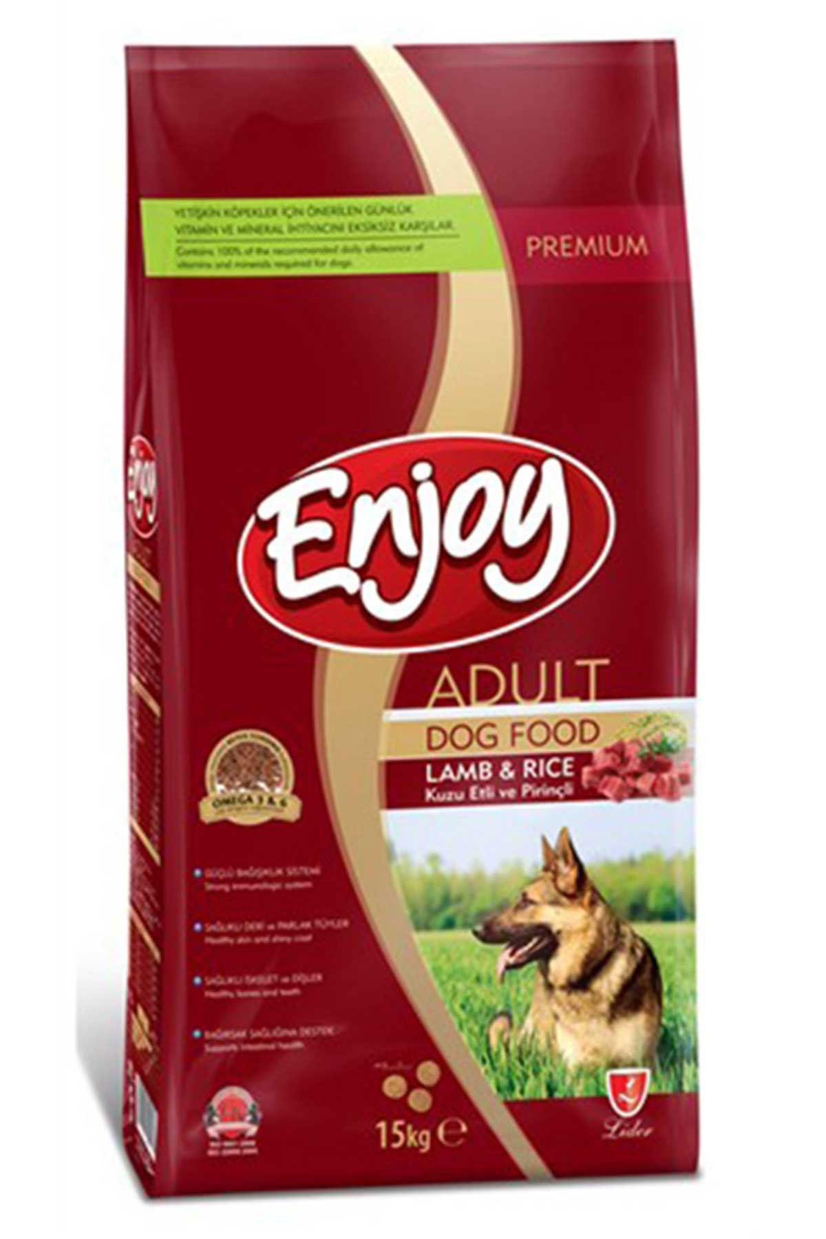 Enjoy Kuzu Etli Pirinçli Yetişkin Köpek Maması 15kg +1kg