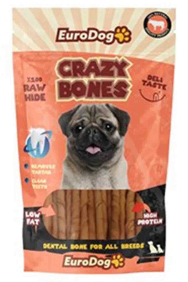 EuroDog Crazy Bones Naturel Burgu Kemik Çubuk Köpek Ödül Maması 12cm(20li)