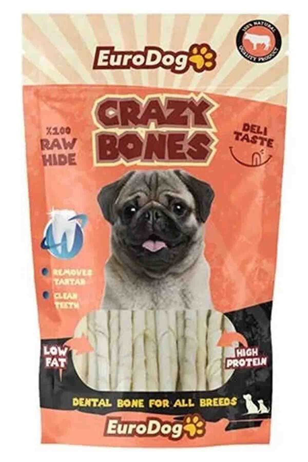 EuroDog Crazy Bone Sütlü Burgu Kemik Çubuk Köpek Ödülü 12cm(20li)