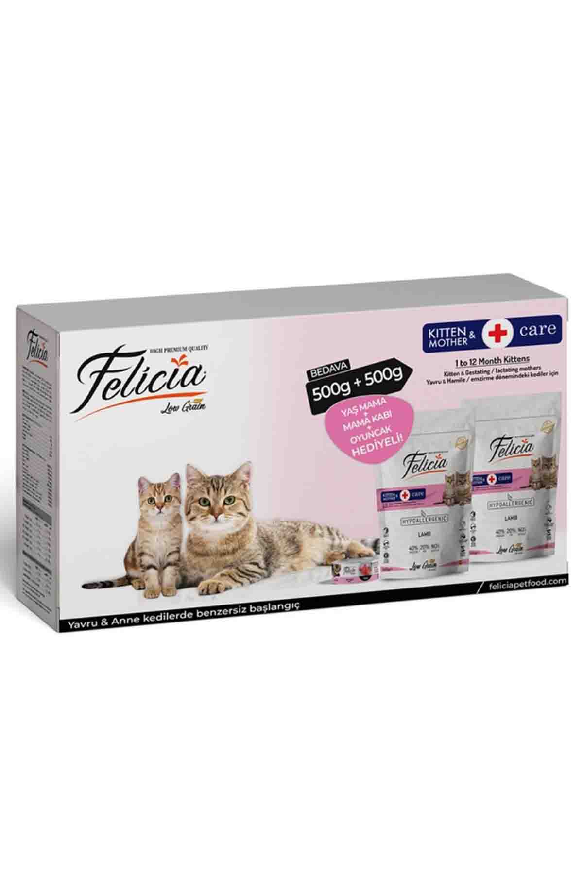 Felicia Düşük Tahıllı Hipoalerjenik Kuzu Etli Yavru Kedi Başlangıç Seti Ve Yavru Kedi Maması 500gr+500gr