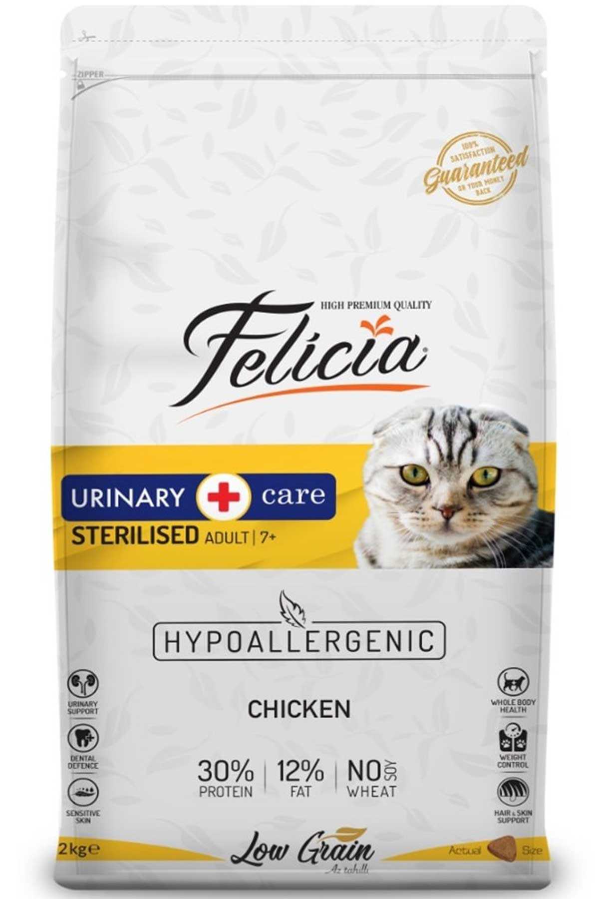 Felicia Düşük Tahıllı Hipoalerjenik Tavuklu Kısırlaştırılmış Yaşlı ve Yetişkin Kedi Maması 12kg