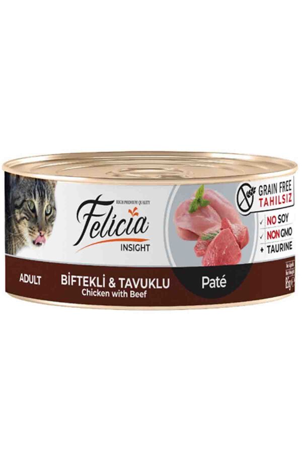 Felicia Tahılsız Biftekli Tavuklu Kıyılmış Kedi Konservesi 85gr 