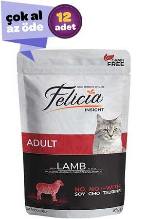 Felicia Tahılsız Kuzu Etli Yetişkin Kedi Konservesi 12x85gr (12li)