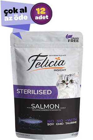 FELICIA - Felicia Tahılsız Somonlu Kısırlaştırılmış Kedi Konservesi 12x85gr (12li)