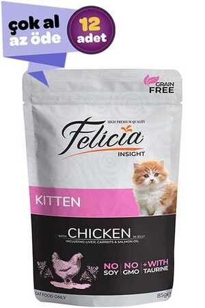 FELICIA - Felicia Tahılsız Tavuk Etli Yavru Kedi Konservesi 12x85gr (12li)
