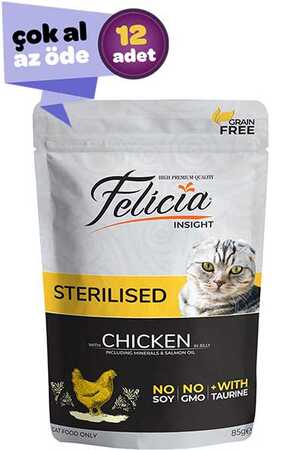 FELICIA - Felicia Tahılsız Tavuklu Kısırlaştırılmış Kedi Konservesi 12x85gr (12li)
