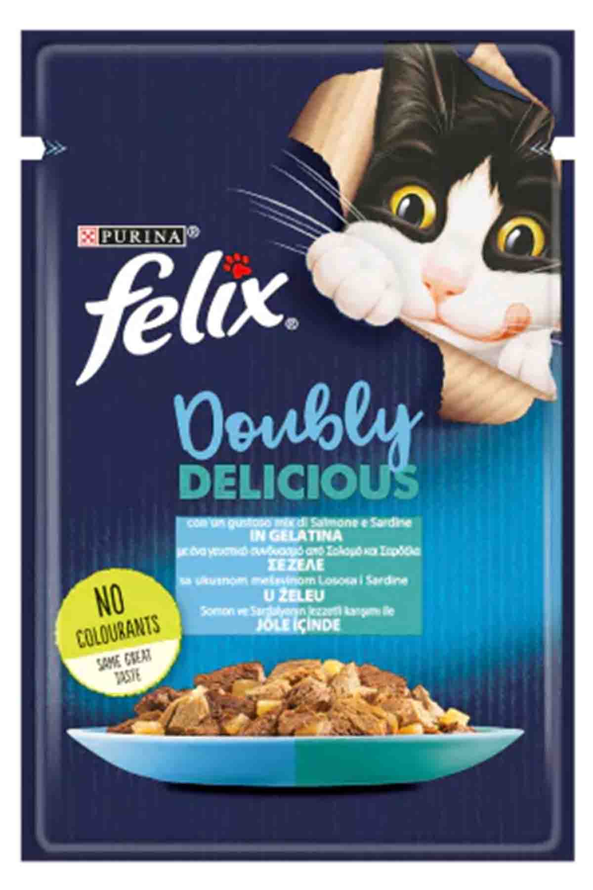 Felix Çifte Lezzet Somonlu ve Sardalyalı Kedi Konservesi 85gr