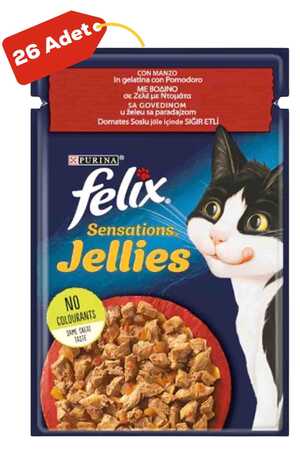 Felix Sensation Sığır Etli ve Domatesli Kedi Konservesi 26x85gr 26lı - Thumbnail
