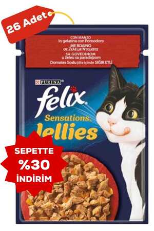 Felix Sensation Sığır Etli ve Domatesli Kedi Konservesi 26x85gr 26lı - Thumbnail
