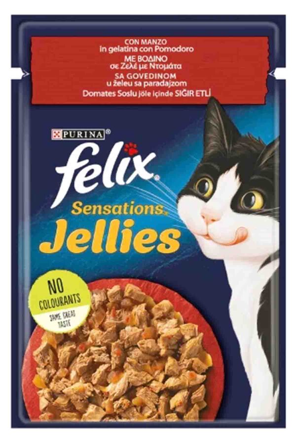 Felix Sensations Sığır Etli ve Domatesli Yetişkin Kedi Konservesi 85gr