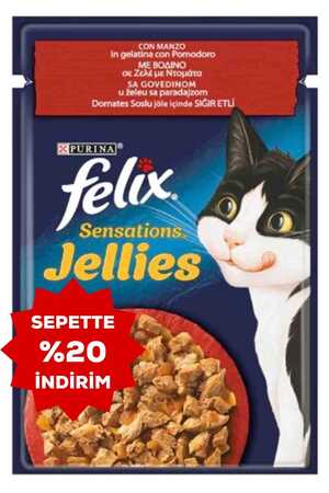 Felix Sensations Sığır Etli ve Domatesli Yetişkin Kedi Konservesi 85gr - Thumbnail