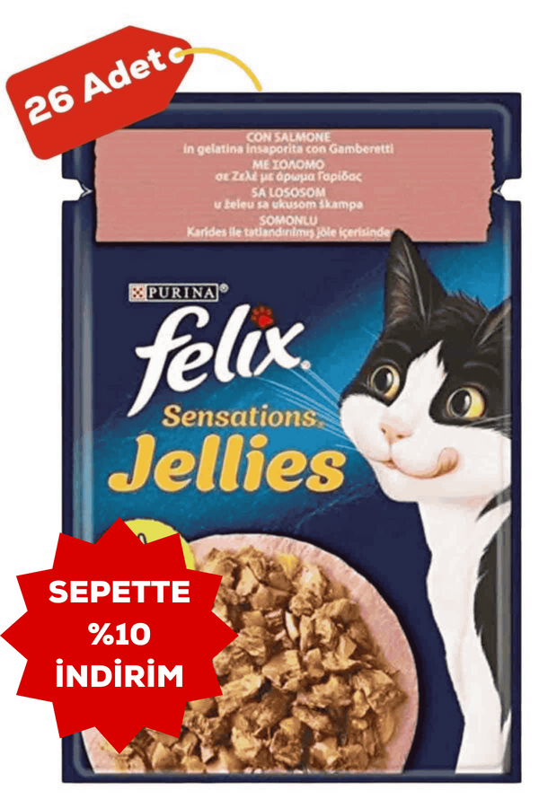 Felix Sensations Somonlu ve Karidesli Kedi Konservesi 26x85gr 26lı
