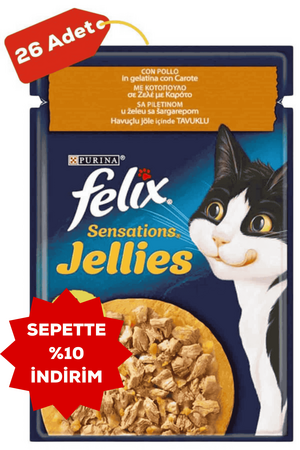 Felix Sensations Tavuklu ve Havuçlu Yetişkin Kedi Konservesi 26x85gr 26lı - Thumbnail