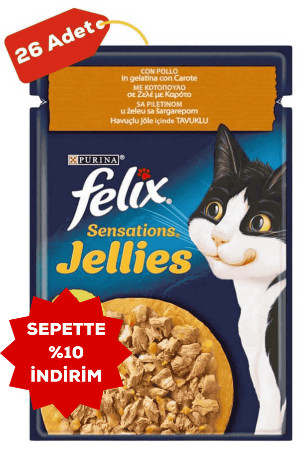 Felix Sensations Tavuklu ve Havuçlu Yetişkin Kedi Konservesi 26x85gr 26lı