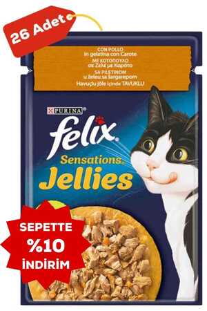 Felix Sensations Tavuklu ve Havuçlu Yetişkin Kedi Konservesi 26x85gr 26lı - Thumbnail