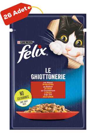 Felix Sığır Etli Yetişkin Kedi Konservesi 26x85gr 26lı - Thumbnail