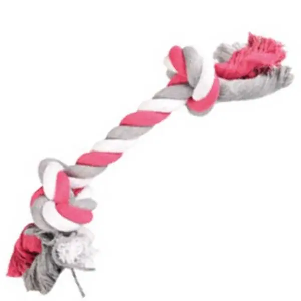 Flamingo 2 Düğüm Pamuk Diş İpi Köpek Oyuncağı 40cm (XL) Gri&Pembe