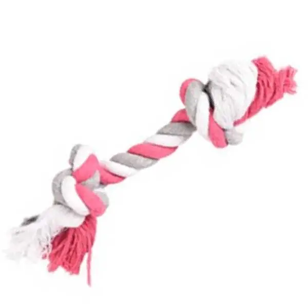 Flamingo 2 Düğümlü Diş İpi Köpek Oyuncağı 22cm (S) Gri&Pembe