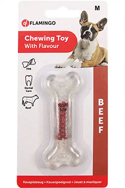 FLAMINGO - Flamingo Biftek Kokulu Şeffaf Kemik Köpek Oyuncağı 12 cm (M)