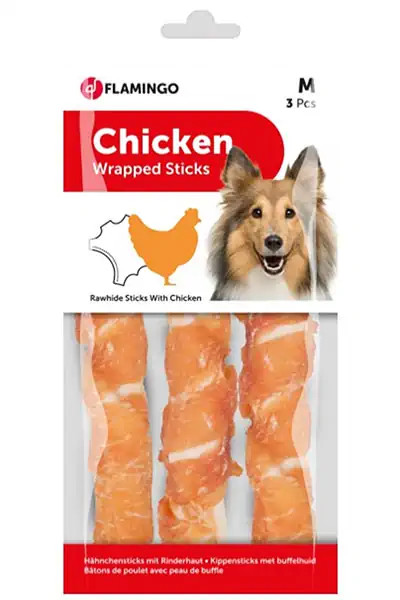 Flamingo Chicken Wrap Çubuk 17cm Köpek Ödül Maması 3lü 155gr