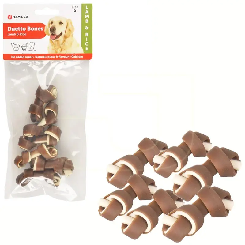 Flamingo Duetto Kuzu ve Pirinçli Düğümlü Köpek Çiğneme Kemiği (6lı) 90gr