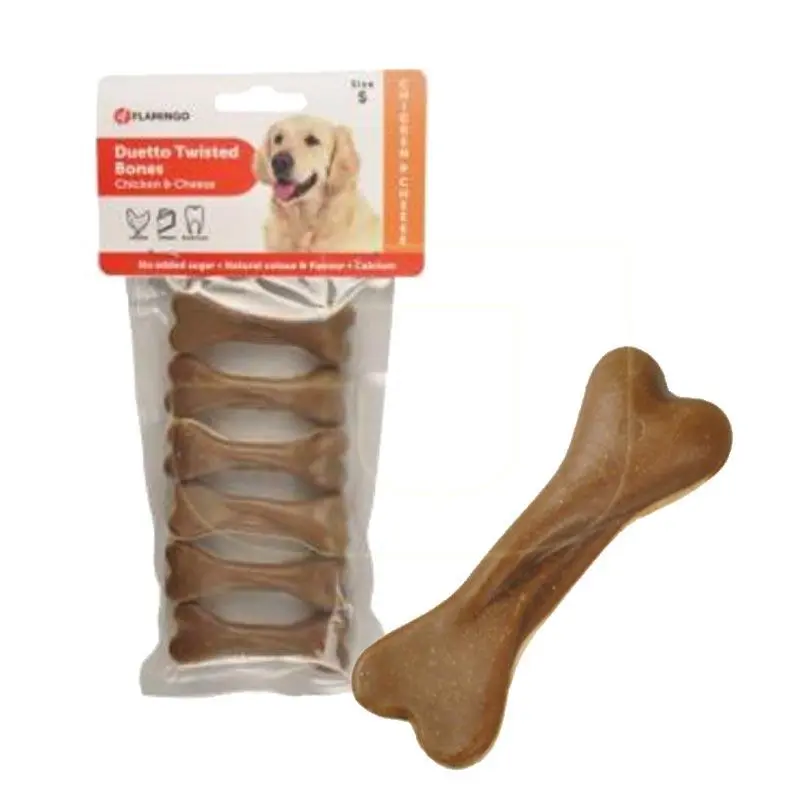 Flamingo Duetto Twisted Tavuk ve Peynirli Köpek Çiğneme Kemiği (6lı) 100gr