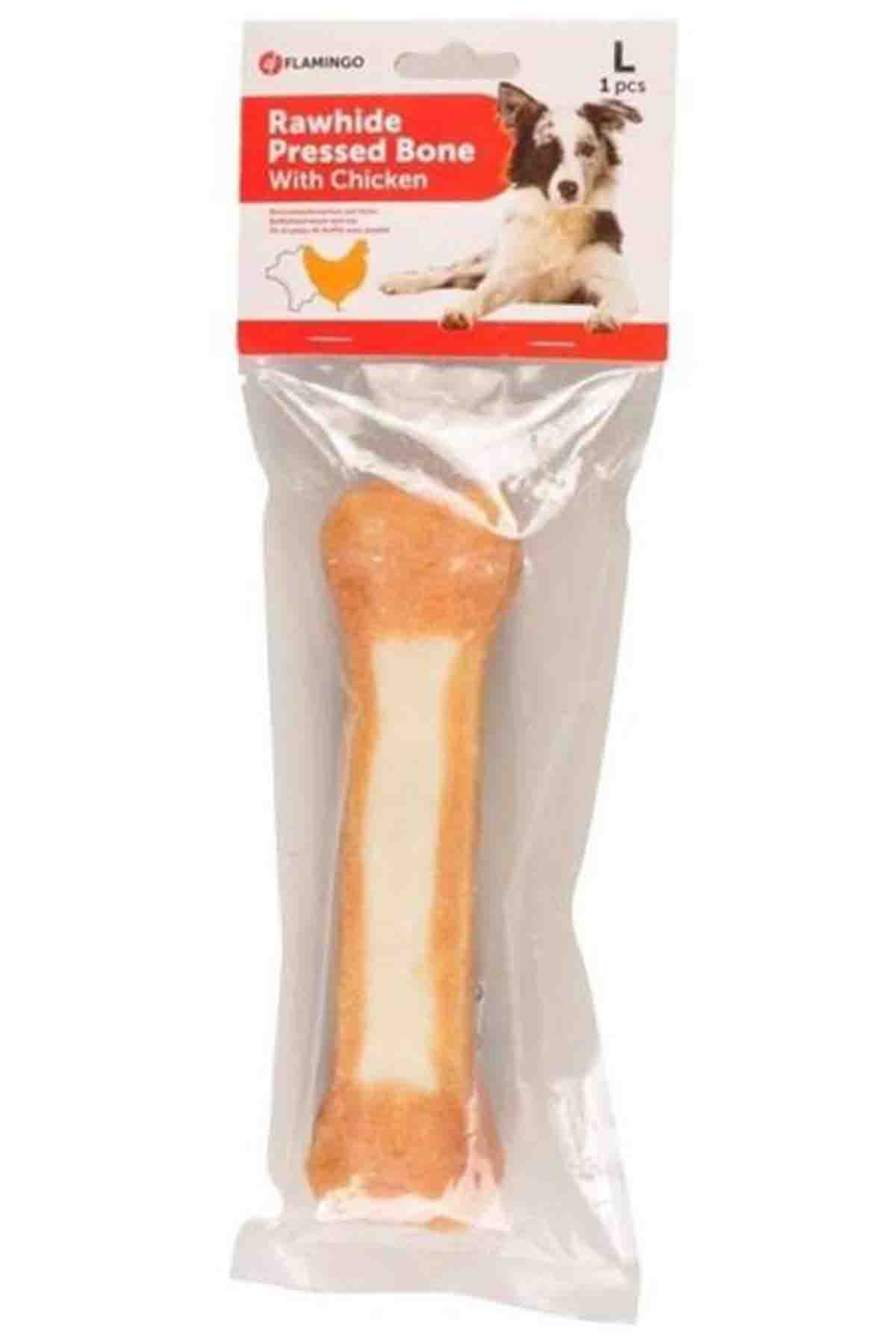 Flamingo Rhide Tavuk Eti Kaplı Kemik Köpek Ödülü 20 Cm