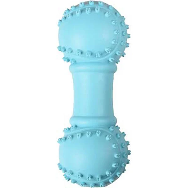 Flamingo Rubber Sesli Dumbell Köpek Oyuncağı 10cm Mavi