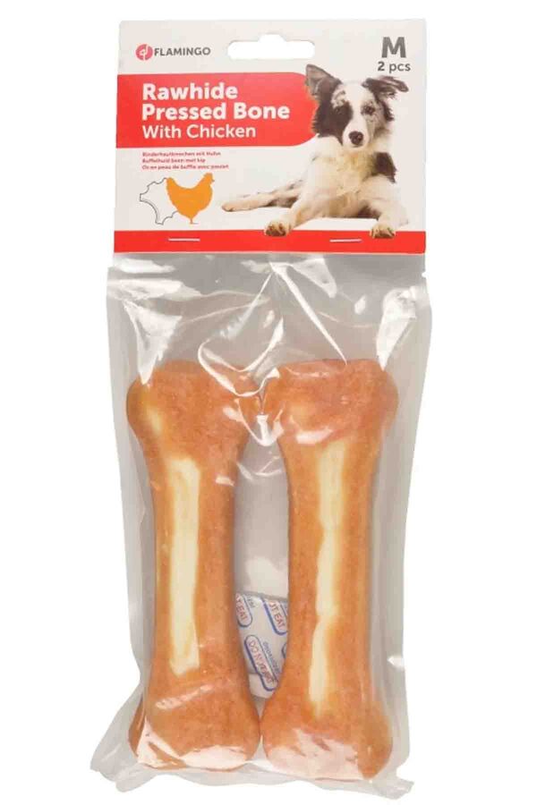 Flamingo Tavuk Eti Kaplı Kemik Köpek Ödül Kemiği 2li 15cm 220gr