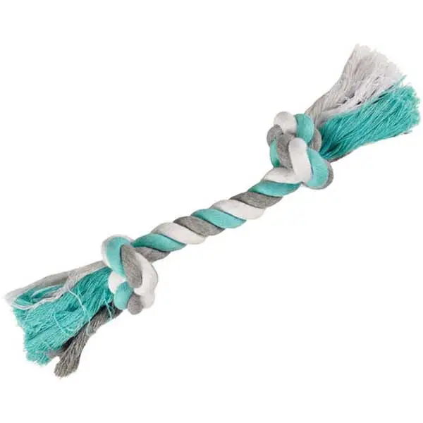 FLAMINGO - Flamingo Yeşil Beyaz İki Düğümlü İp Köpek Oyuncağı (S) 22cm