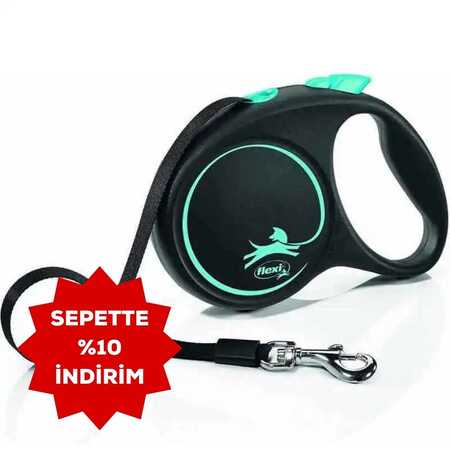 FLEXI - Flexi Black Design Siyah Otomatik Şerit Köpek Gezdirme Kayışı 5mt (M) 
