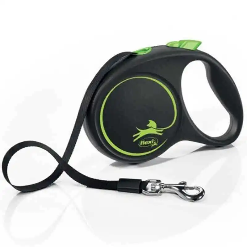 Flexi Black Design Otomatik Şerit Köpek Gezdirme Kayışı Yeşil 5mt (M) Yeşil