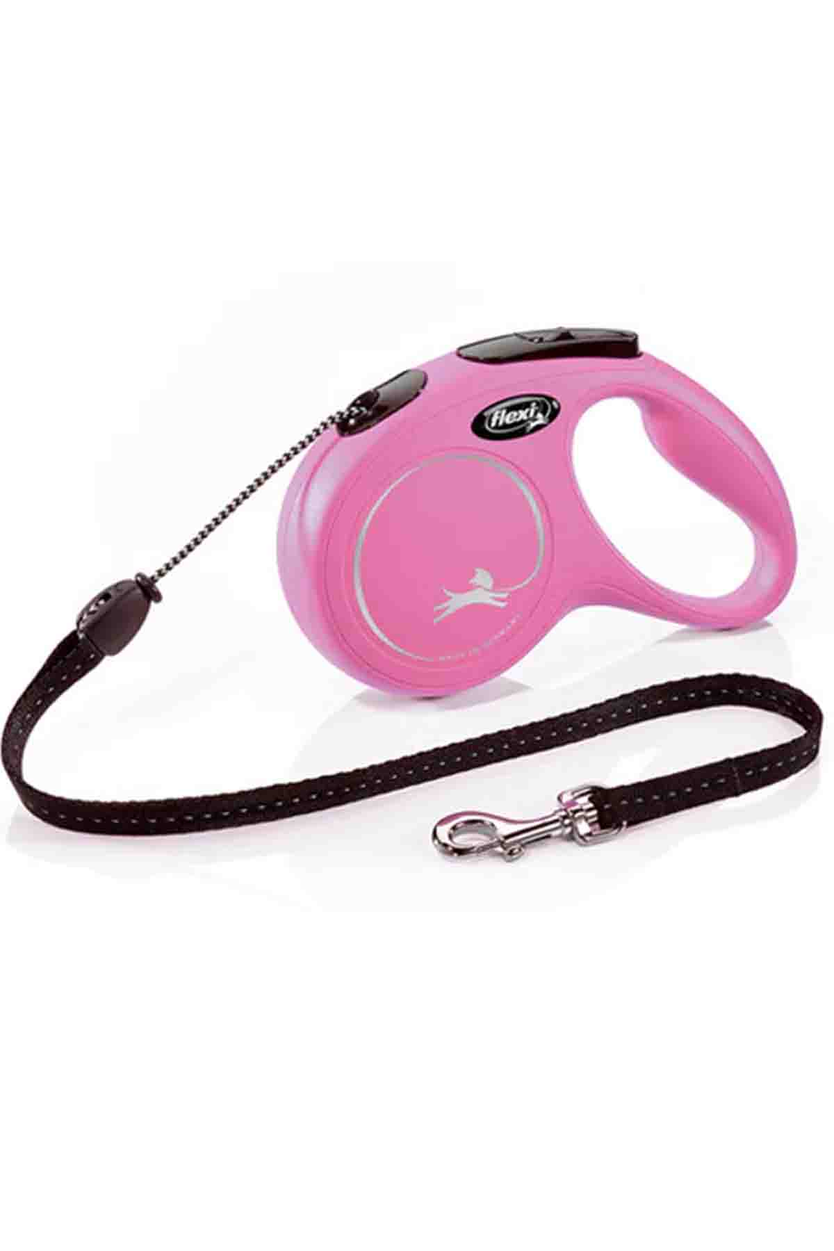 Flexi New Classic Otomatik İp Köpek Gezdirme Kayışı 5m (M) Pembe