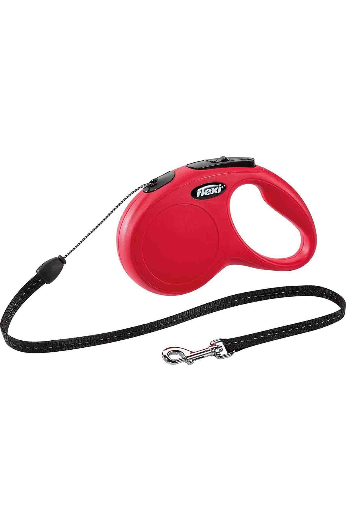 Flexi New Classic Otomatik İp Köpek Gezdirme Kayışı 5mt (s) Kırmızı