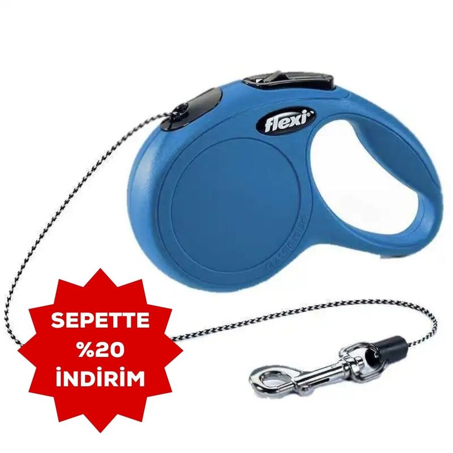 Flexi New Classic Otomatik İp Köpek Gezdirme Kayışı 3mt (XS) Mavi