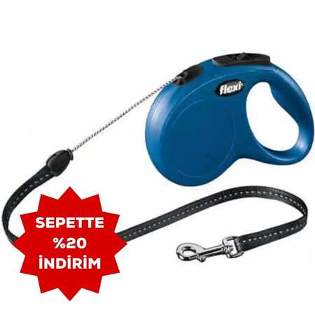 FLEXI - Flexi New Classic Otomatik İp Köpek Gezdirme Kayışı 5mt (S) Mavi
