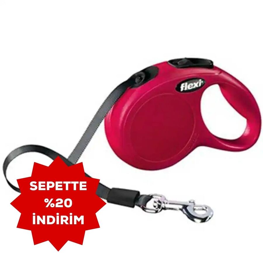 Flexi New Classic Otomatik Şerit Köpek Gezdirme Kayışı 3mt (XS) Kırmızı