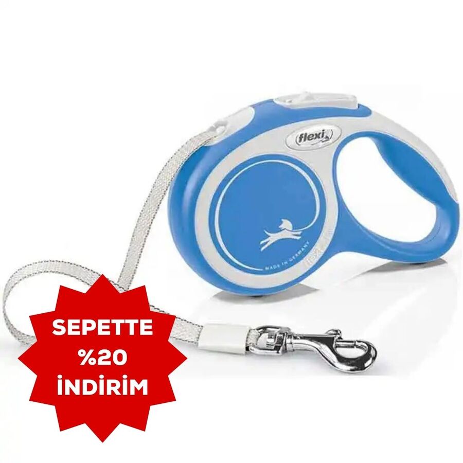 Flexi New Comfort Otomatik Şerit Köpek Gezdirme Kayışı 5mt (L) Mavi