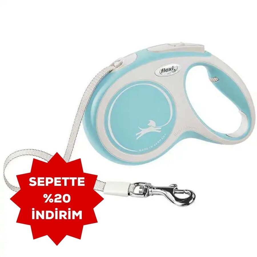 Flexi New Comfort Otomatik Şerit Köpek Gezdirme Kayışı 5mt (S) Açık Mavi
