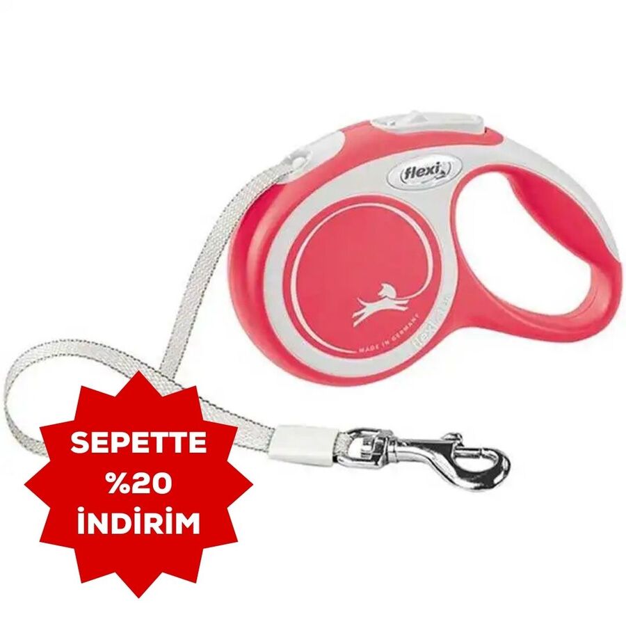 Flexi New Comfort Otomatik Şerit Köpek Gezdirme Kayışı 5mt (L) Kırmızı