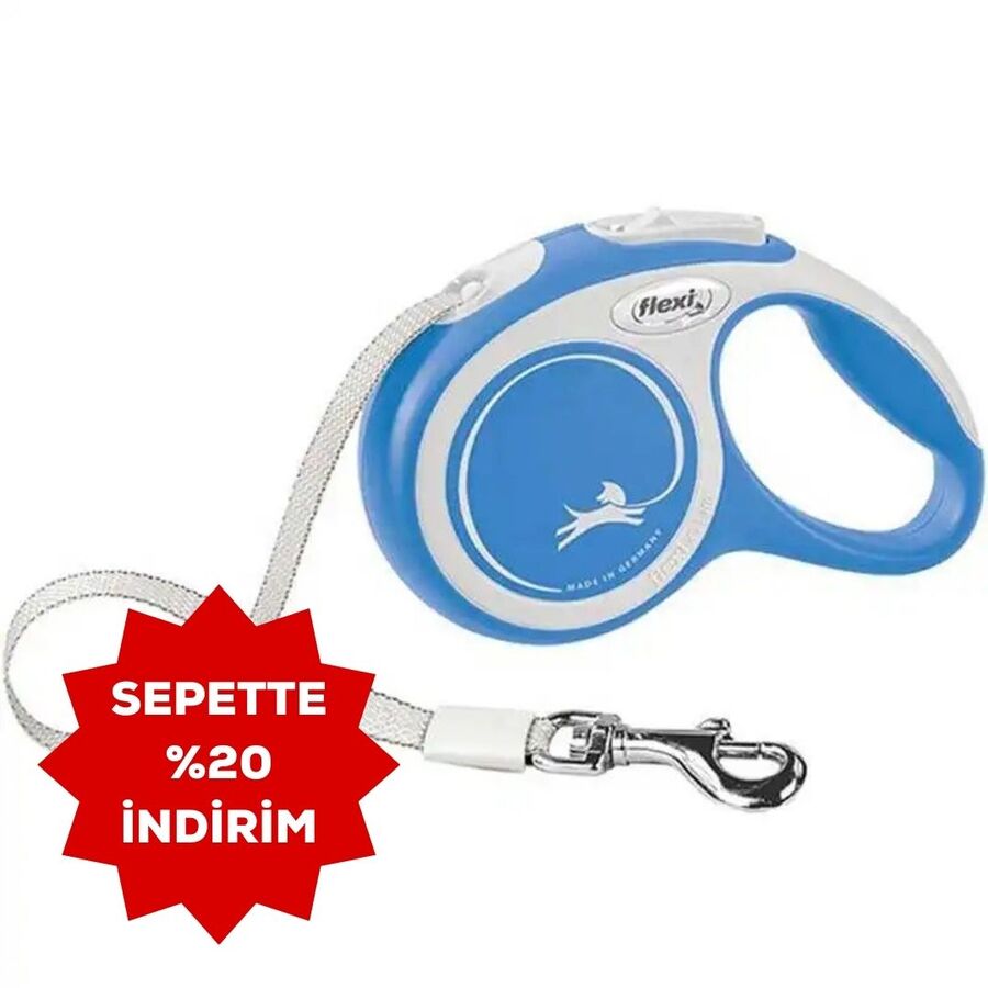 Flexi New Comfort Otomatik Şerit Köpek Gezdirme Kayışı 3mt (XS) Mavi