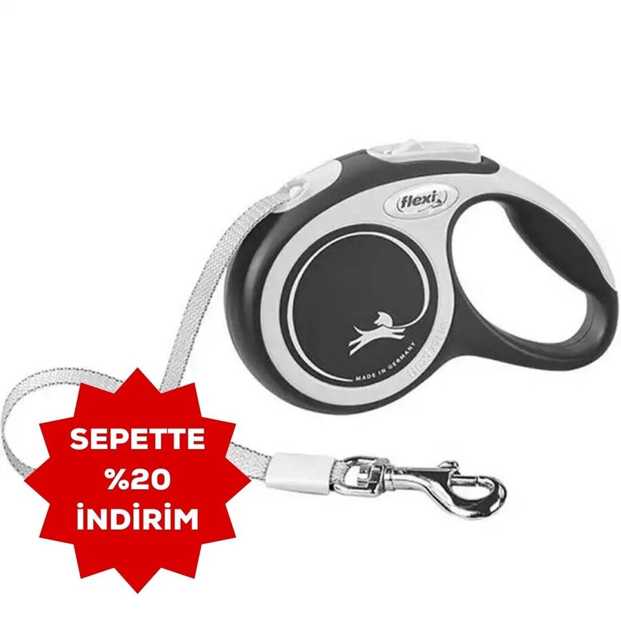 Flexi New Comfort Otomatik Şerit Köpek Gezdirme Kayışı 5mt (L) Siyah