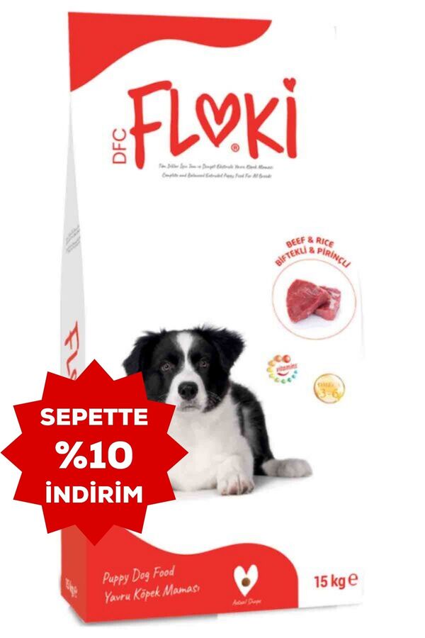 Floki Biftekli ve Pirinçli Yavru Köpek Maması 15kg