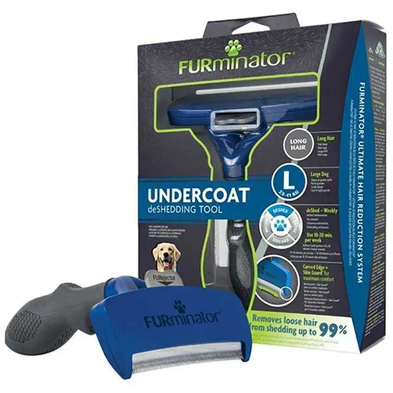 Furminator Uzun Tüylü Büyük Irk Köpekler için Köpek Tarağı (L) - Thumbnail