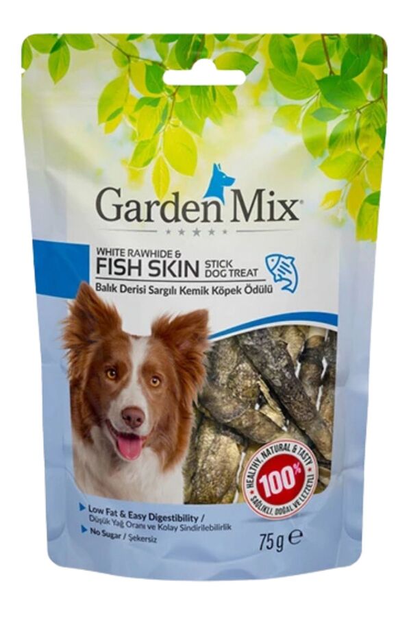 Garden Mix Balık Derisi Sargılı Kemik Köpek Ödülü 75gr