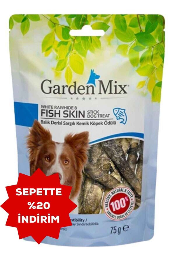 Garden Mix Balık Derisi Sargılı Kemik Köpek Ödülü 75gr