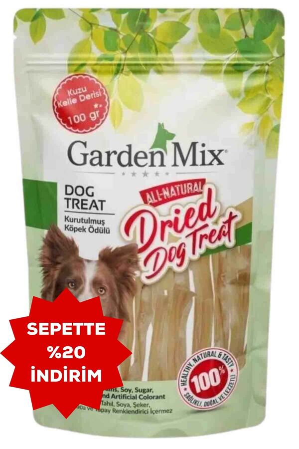 Garden Mix Kurutulmuş Kuzu Kelle Derisi Köpek Ödülü 100gr