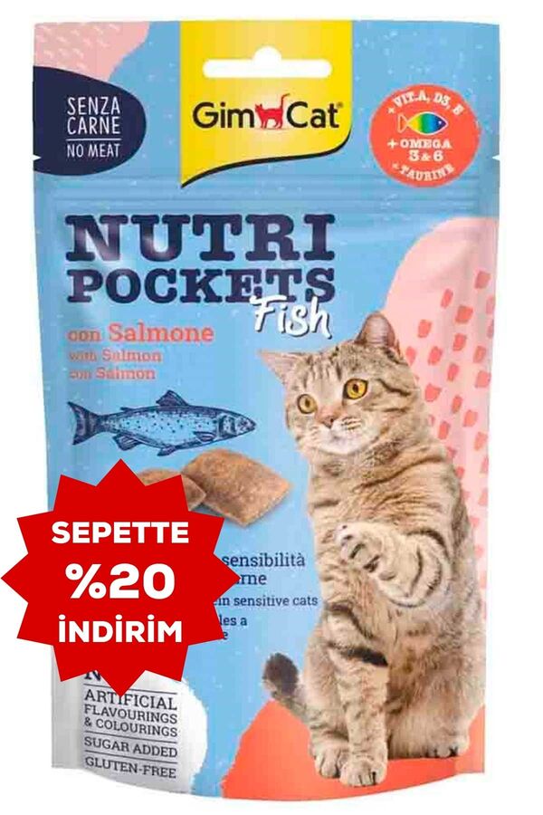 Gimcat Nutripockets Balıklı ve Somonlu Kedi Ödülü 60gr